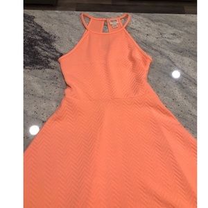Neon Salmon-Pink Halter Dress
